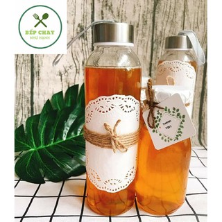 Bình detox thủy tinh loại 500ml - Bình đựng nước có quai xách