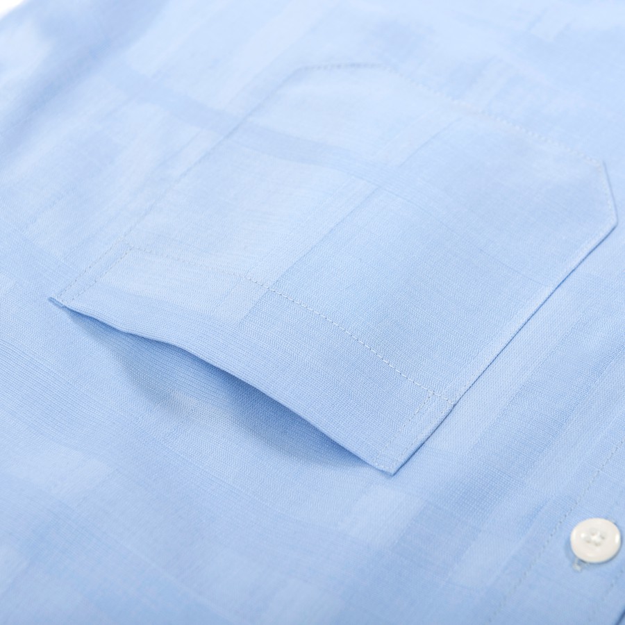 Áo Sơ Mi Nam Công Sở Trung Niên Anton Somianton Xanh Dương Ngắn Tay Họa Tiết Kẻ Caro Vải Sợi Tre Thấm Hút Mồ Hôi - NT203