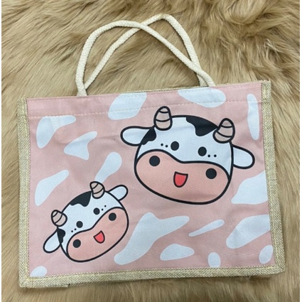 PVN46523 Túi cói hình chú bò sữa đáng iu Giá Rẻ