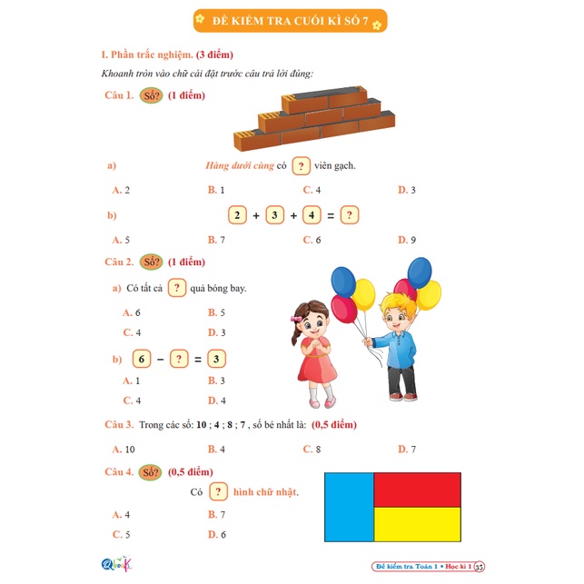 Sách - Đề Kiểm Tra Toán Lớp 1 - Học Kì 1 - Cánh Diều