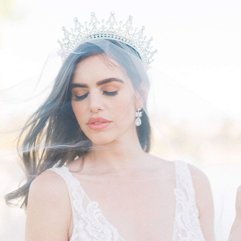 Cài Tóc Hình Vương Miện Đính Pha Lê Cho Cô Dâu