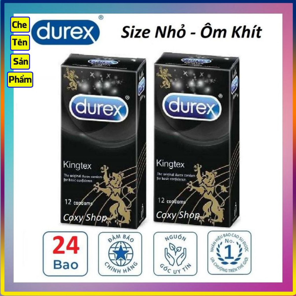 [18+] Bao cao su [COMBO 2 HỘP] Durex Kingtex vừa vặn với đã số đàn ông người Việt (12 bao/1 hộp bcs)