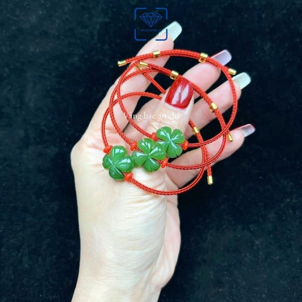 Vòng tay cỏ 4 lá ngọc xanh may mắn, Anchi jewelry