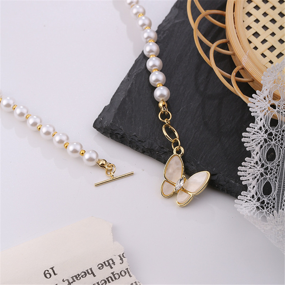 Dây chuyền mặt hình bướm đính ngọc trai thời trang thanh lịch cho nữ Yanqueens Quà tặng phụ kiện