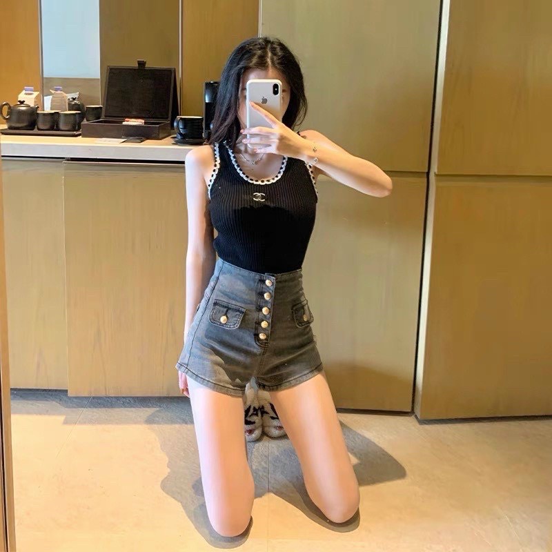 Áo ba lỗ len mongtogi cuốn viền chất len mềm co dãn tốt vanmiushop