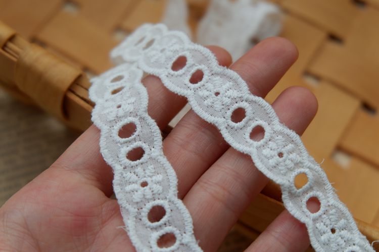 Dây ren cotton thiết kế gợn sóng rỗng cho chân váy/ trang phục trẻ em DIY