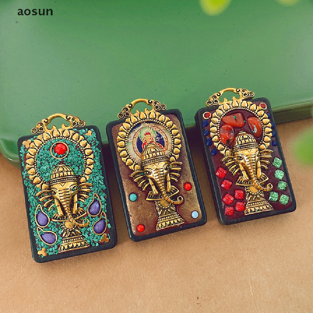 Aosun Vòng cổ Mặt Hình Tượng Phật Thượng Hải Nepal Bằng Gỗ Mun Độc Đáo