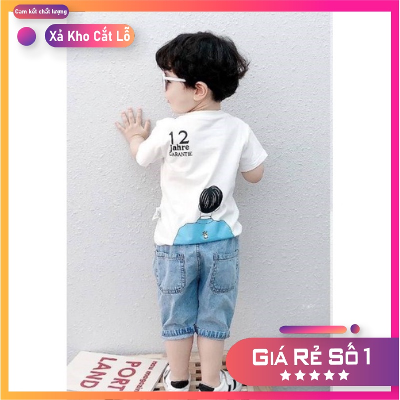 Bộ bé trai cao cấp⚡️Free Ship⚡️- áo thun co giãn 4 chiều + quần jean mềm cho bé trai mặc cực ngầu. Có ảnh thật