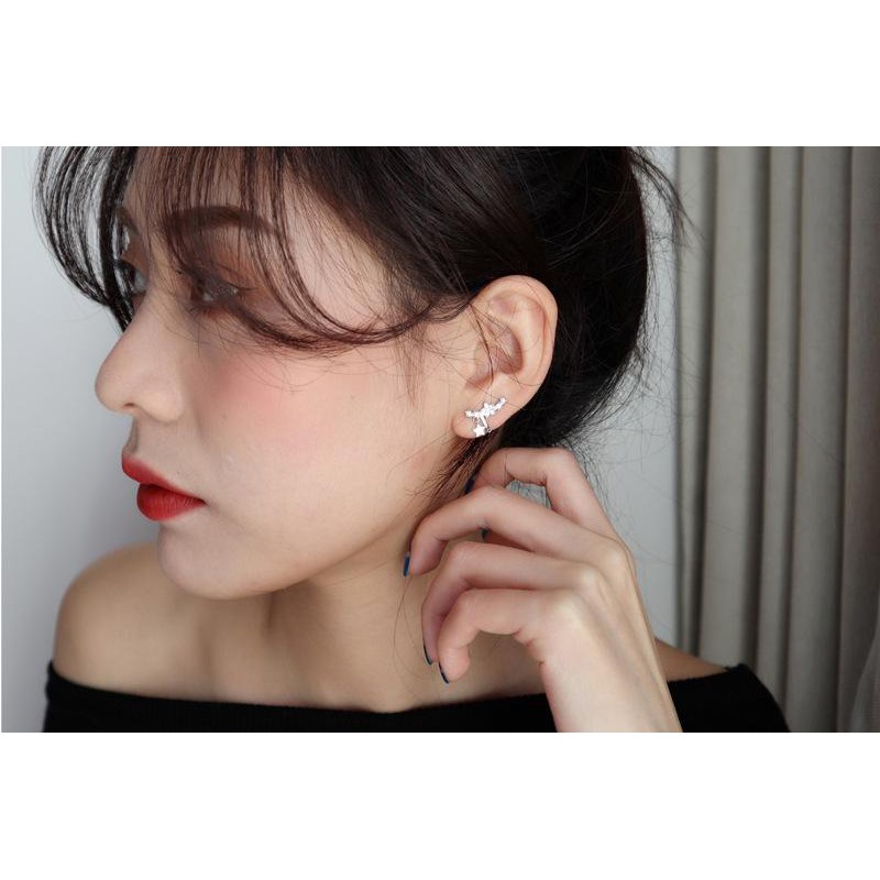 Kẹp vành tai CHUỖI SAO NĂM CÁNH đính đá THẢ HẠT SAO khuyên tai bông tai quà tặng thanh lịch sang trọng dự tiệc