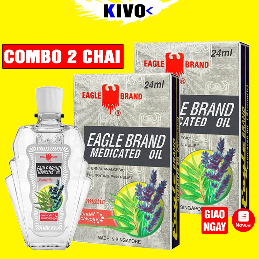 [COMBO 2 CHAI] Chai Dầu Gió Trắng Singapore Con Ó EAGLE BRAND MEDICATED OIL 24ML - Kivo