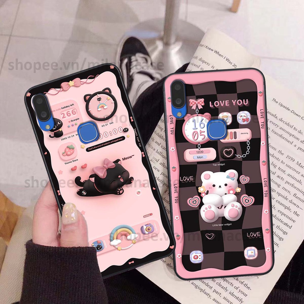 Ốp Vivo V11 / V11i hình đồng hồ icon gấu mèo cute cực dễ thương ngộ nghĩnh