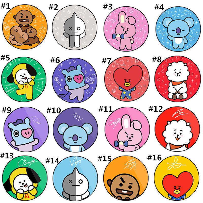 Vòng đỡ điện thoại in hình nhóm sticker BTS BT21 đáng yêu