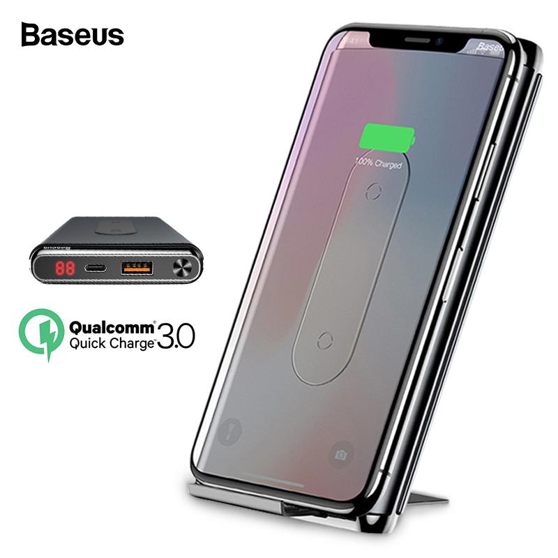 Baseus 10000mah Quick Charge 3.0 Power Bank Qi Wireless Charger For iPhone Xiaomi mi PD Fast External Battery Charger