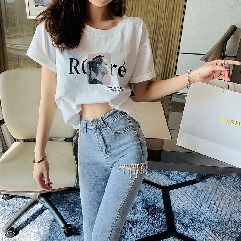 [ORDER TAOBAO]  QUẦN BÒ CẠP CAO RÁCH ĐÙI ĐÍNH ĐÁ SANG CHẢNH