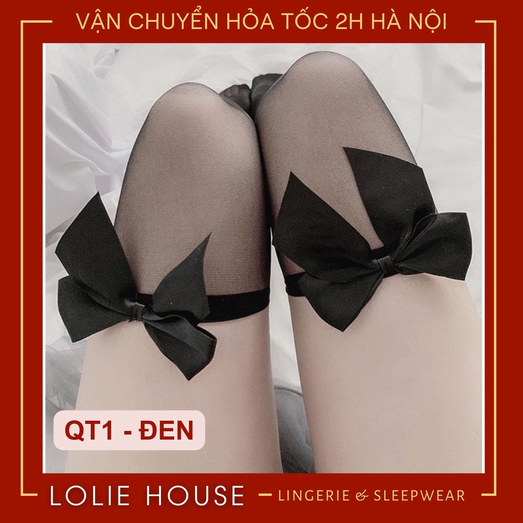 Tất đùi nữ ren lưới trơn phối đồ sexy, vớ đùi cosplay tổng hợp LOLIE HOUSE - QTT