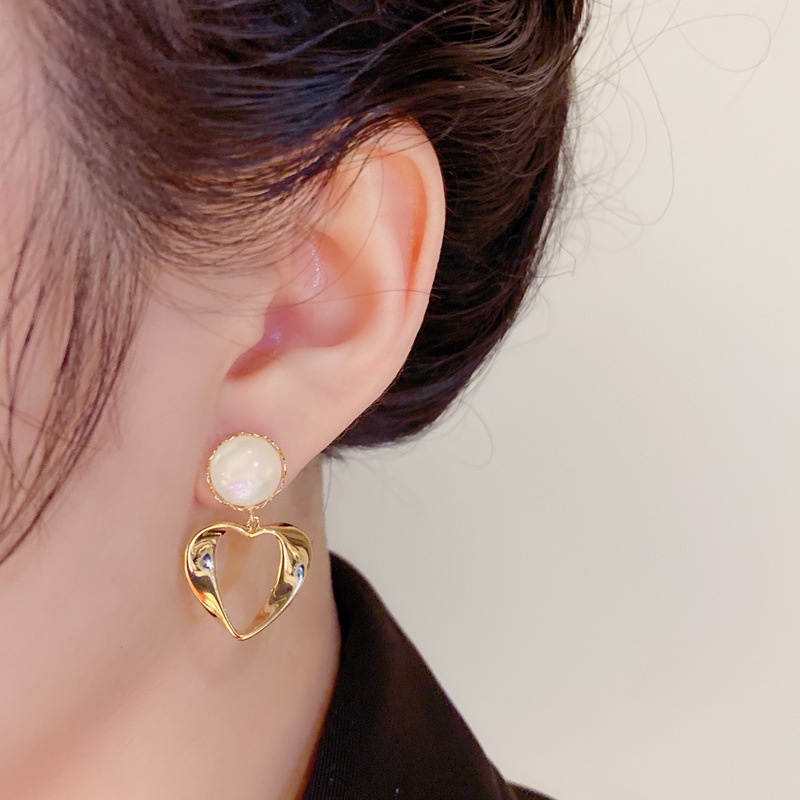 Bông Tai Mạ Bạc 925 Hình Trái Tim Phong Cách Vintage