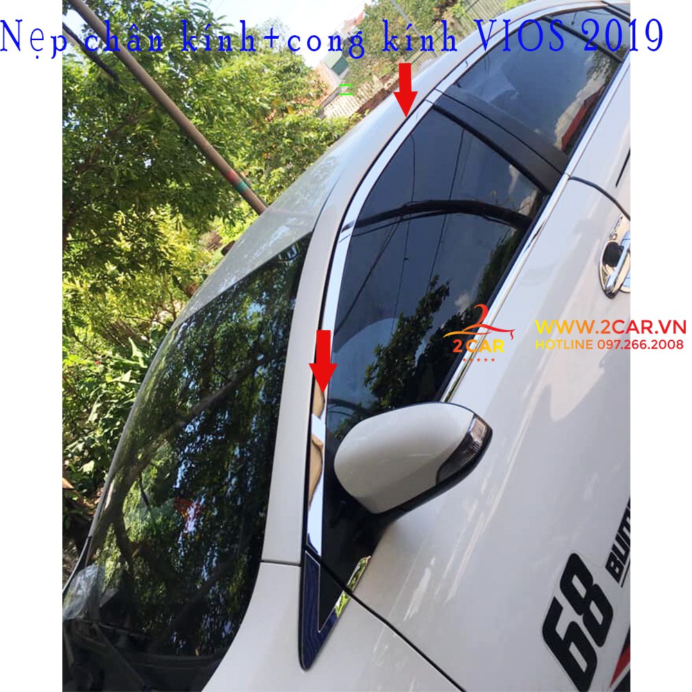 Nẹp viền chân kính, viền cong kính xe Toyota Vios 2014- 2021