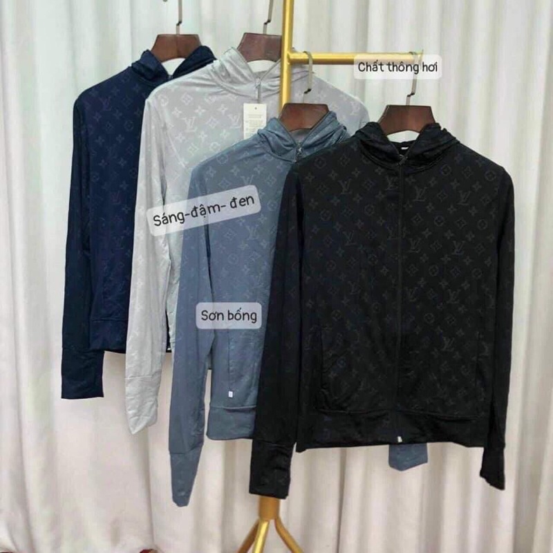 Áo Chống Nắng Nam Nữ LV Dập Vân Thông Hơi Co Giãn Chống Nắng Chống Tia UV