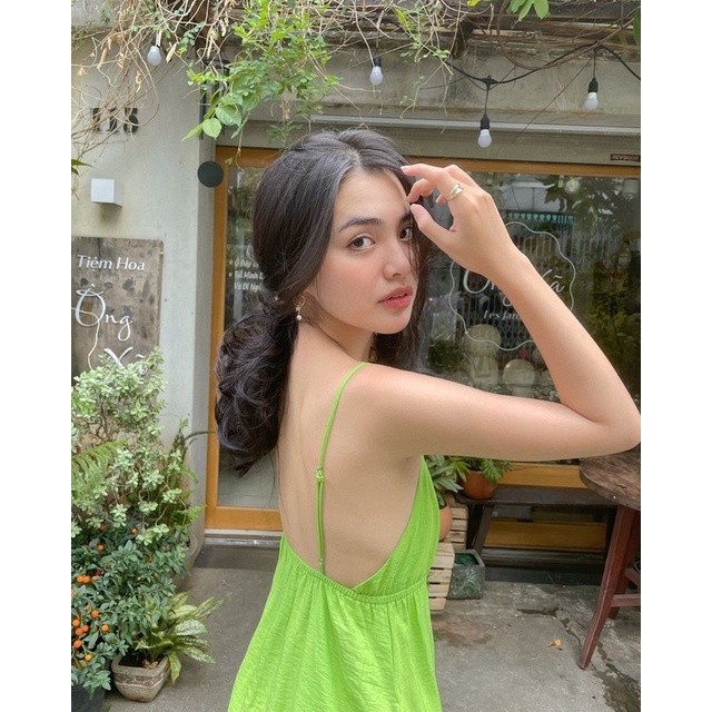 Pass đầm dottie xanh mạ sz M