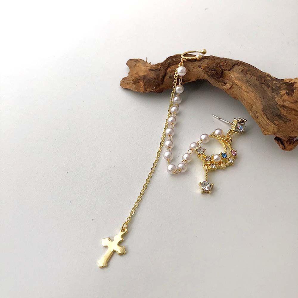 USNOW Khuyên Kẹp Vành Tai Đính Đá Nhiều Màu Sắc Thời Trang