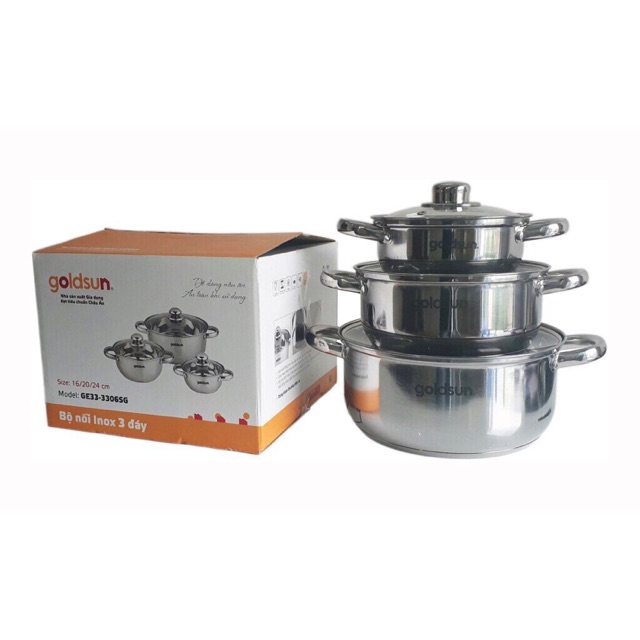 BỘ 3 NỒI INOX GOLDSUN