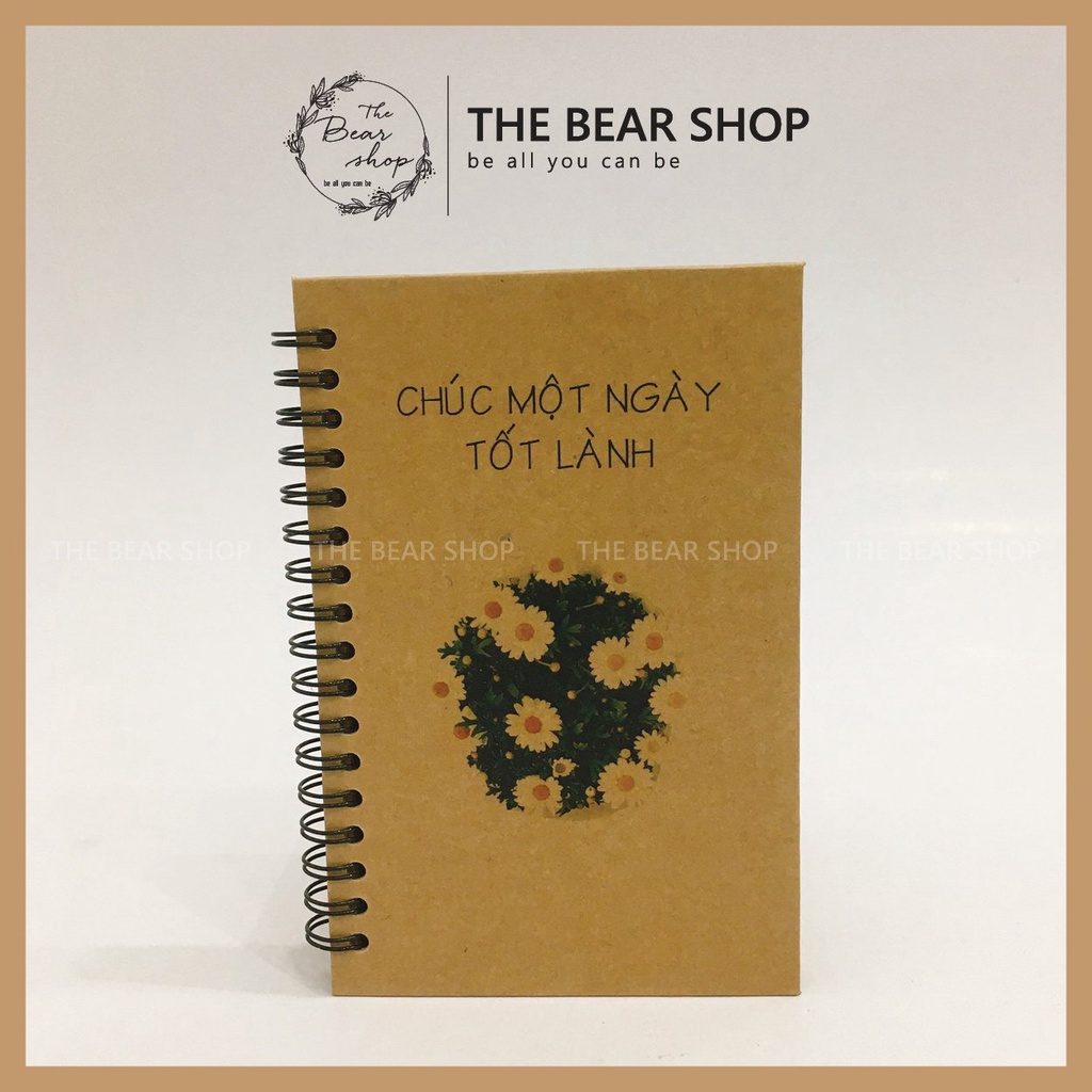 Sổ tay ghi chép handmade vintage Có Dòng Kẻ - Khổ A5 bìa cứng giấy kraft - The Bear Shop