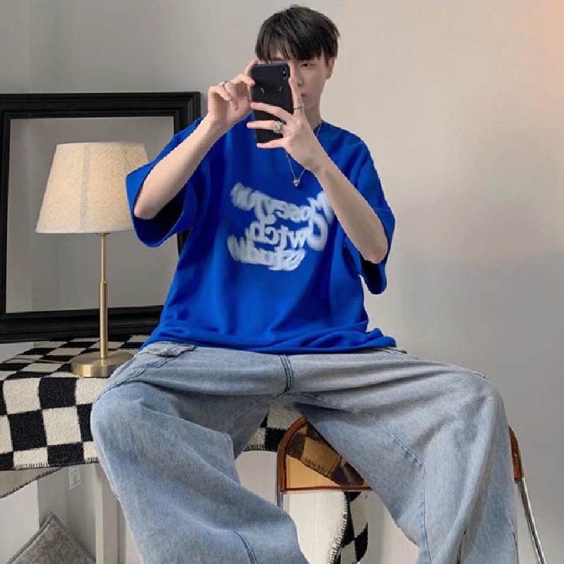 Áo Thun Tay Ngắn Dáng Rộng In Chữ Phong Cách Hip Hop Hàn Quốc Thời Trang Mùa Hè Cho Nam Giới Size M-8XL