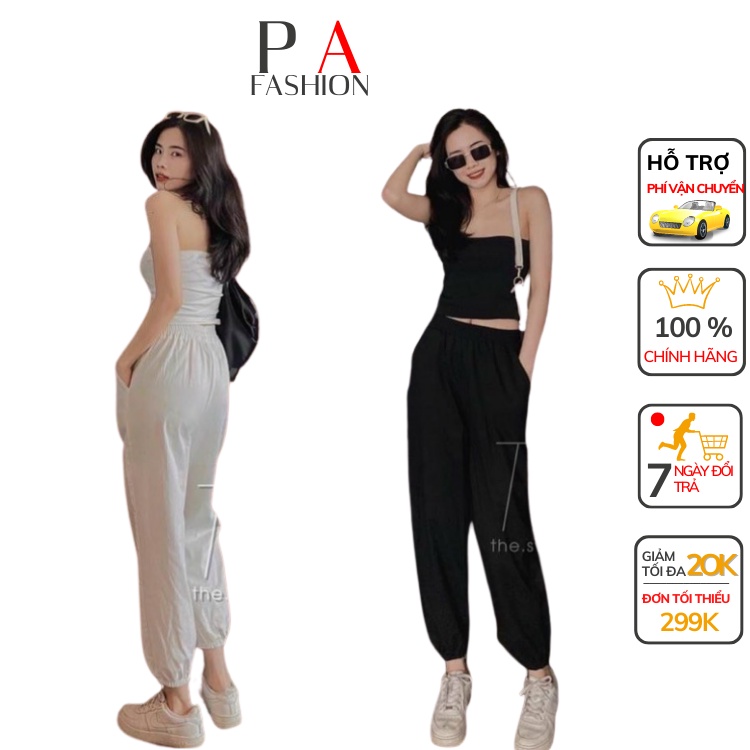 Quần đũi nữ ống rộng bo gấu cạp chun thun lưng cao dây rút bo vải mềm mặc thể thao mặc gym ở nhà học