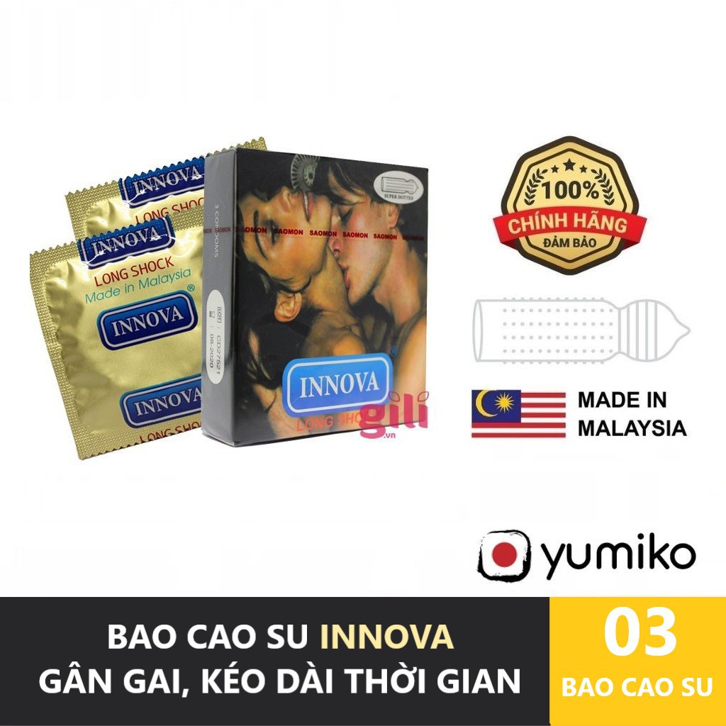 Bao cao su INNOVA kéo dài thời gian quan hệ Gân Gai, bcs xuất xứ Malaysia Hộp 12 bao