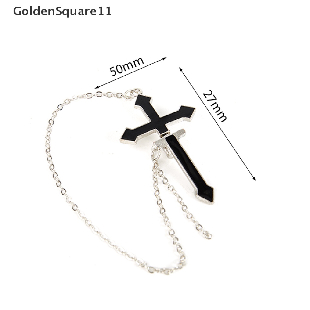 [Goldsquare11] Bông Tai Dáng Dài Hình Thánh Giá Màu Đen Phong Cách Rock Cổ Điển Cho Thanh Thiếu Niên