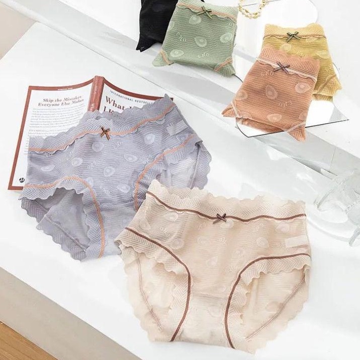 Quần lót ren lưng trung nữ tính quyến rũ thoáng khí nâng mông bụng KIMCHIBIKINI chip Nữ cotton tinh khiết mềm mại Ql165