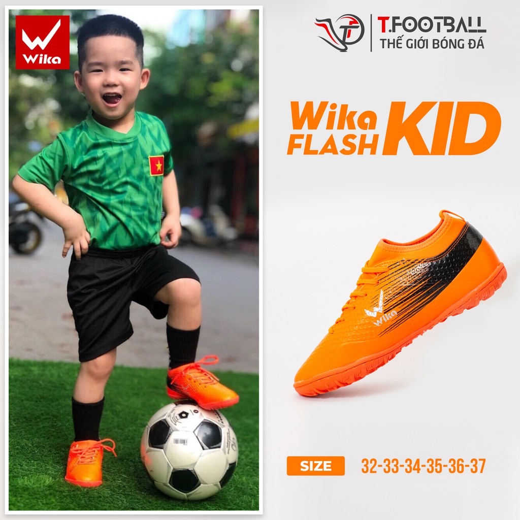 Giày đá bóng trẻ em Wika Flash KID Chính Hãng sân cỏ nhân tạo, đế TF