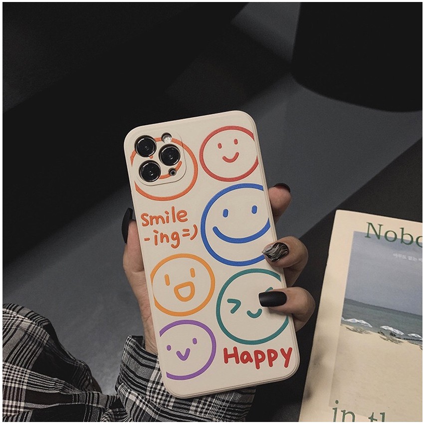 Ốp Lưng Iphone Cạnh Vuông Smile Happy 6/6plus/6s/6splus/7/7plus/8/8plus/x/xr/xs/11/12/pro/max/plus/promax