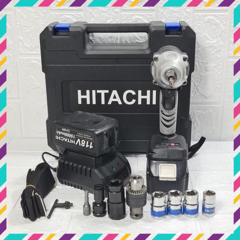 Máy Siết Bulong HITACHI - Không Chổi Than Đầu rỗng Bắt vít Khoan - 2 Pin  . .