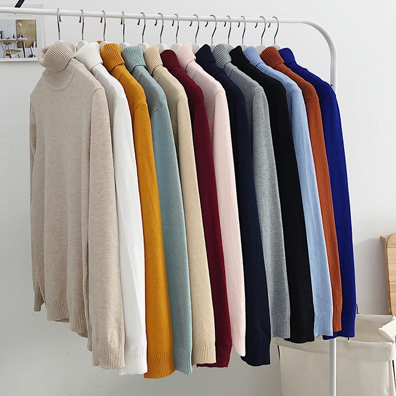 Áo sweater IFNICEFUTURE màu trơn dáng rộng cổ lọ thời trang dành cho nam