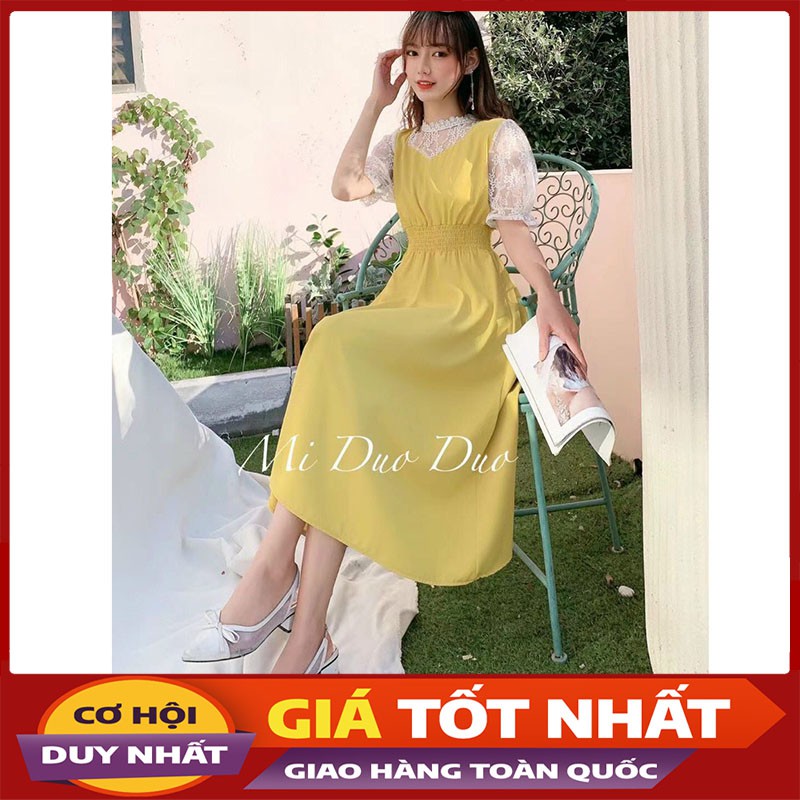 Đầm Nữ Lụa Quảng Châu Pha Ren Giả Yếm Mẫu Mới M815-Violet