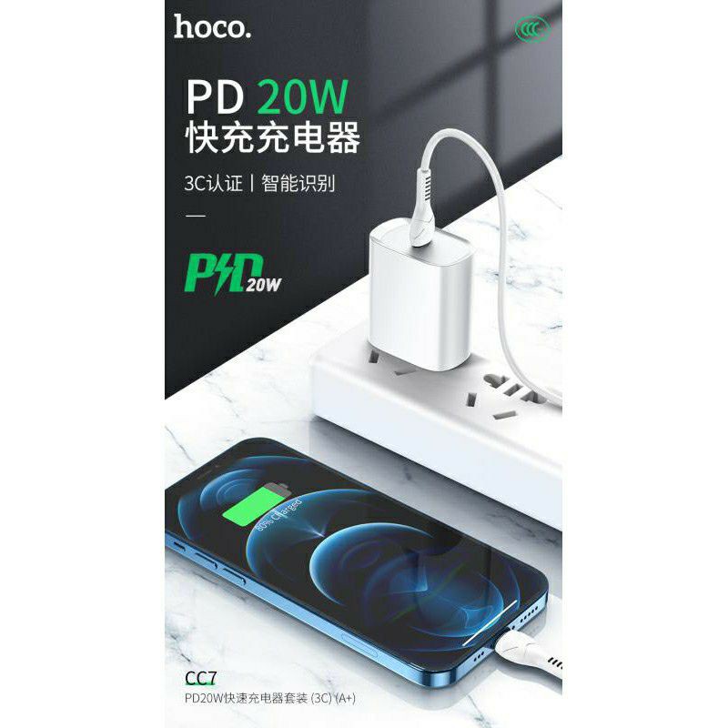 Bộ Sạc Nhanh củ + dây cho IP20W Hoco CC7✔️Hỗ Trợ Sạc Nhanh PD-Type C To Bảo Hành Đổi mới