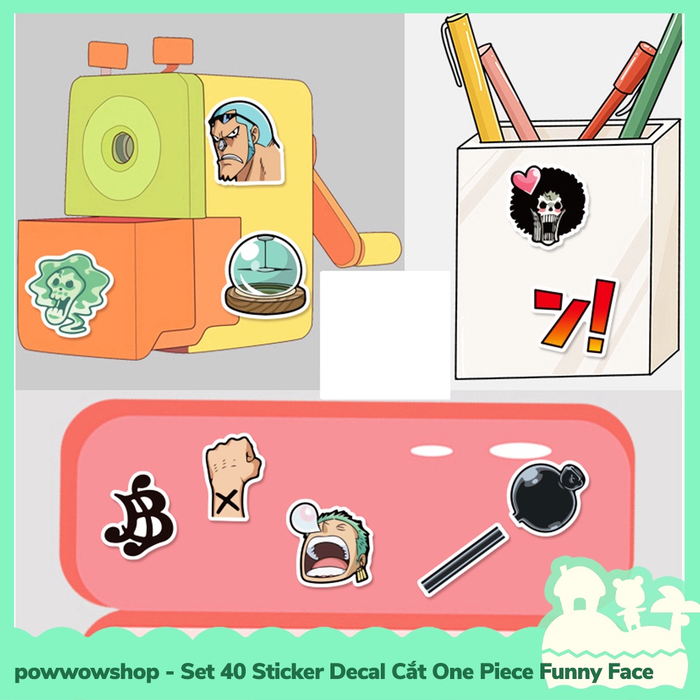 [Sẵn VN - Hỏa Tốc] Set 40 Sticker Mini Decal Dán Trang Trí Vật Dụng Mẫu One Piece Luffy Nami Zoro Sanji Funny Face
