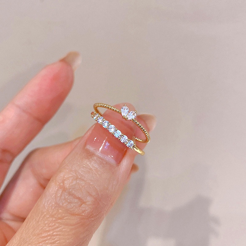 Nhẫn MANYUE mặt hình trái tim dễ thương phong cách Hàn Quốc dành cho nữ