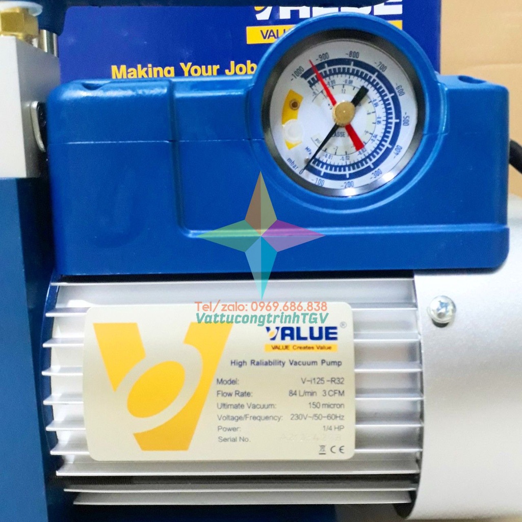 Máy hút chân không VALUE V-i125-R32 công suất 3.0 CFM