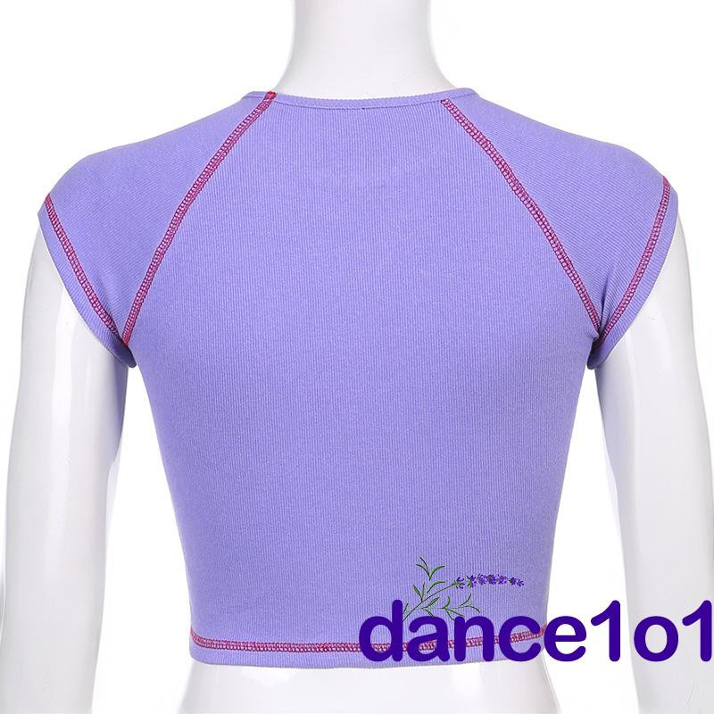 Áo Thun Tay Ngắn Cổ Tròn Thêu Hình Bướm Sáng Tạo Thời Trang Mùa Hè Cho Nữ