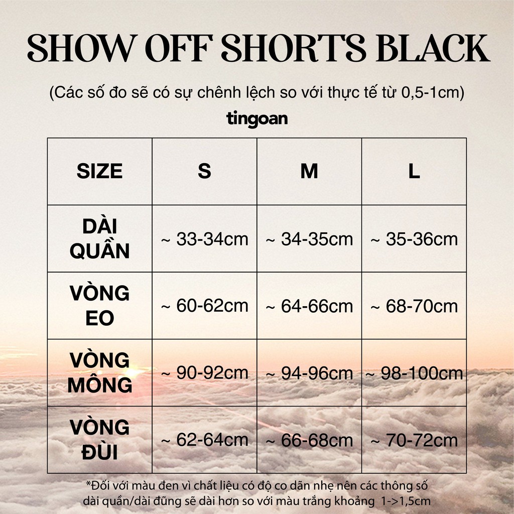 Quần short đen xuông fit cạp cao khóa lưng đen tingoan SHOW OFF SHORT/BL [ Vải mới nhất T11/2021 ]