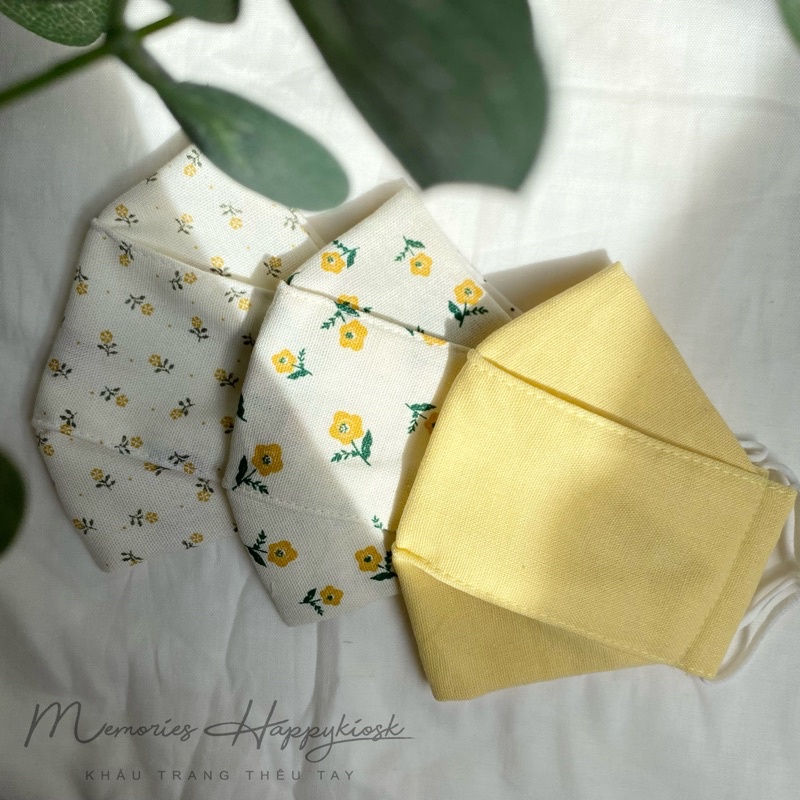 [Mã SKAMFSW175 giảm 10K đơn 50K] Khẩu trang vải linen in hoa nhí lót vải xô muslin dành cho em bé và người lớn