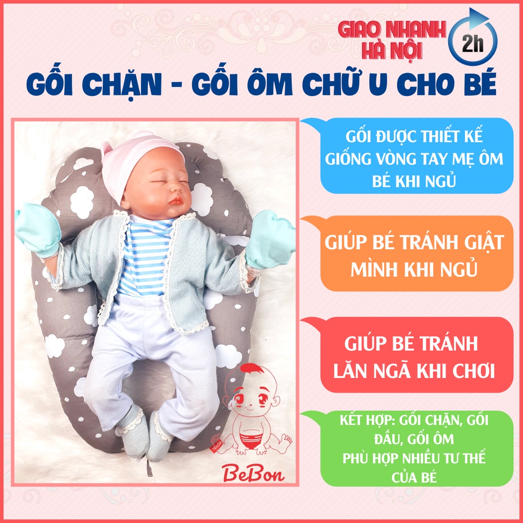 Gối chặn gối ôm chữ U đa năng cho bé