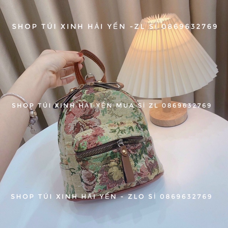 Balo mini nữ, balo vải hoa siêu xinh