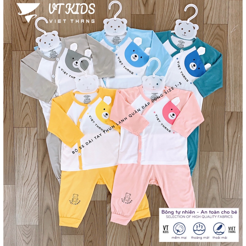 Quần áo trẻ em, quần áo bé trai bé gái sơ sinh dài tay VT Kids chất petit mềm mát thấm hút tốt cho bé từ 0-9 tháng