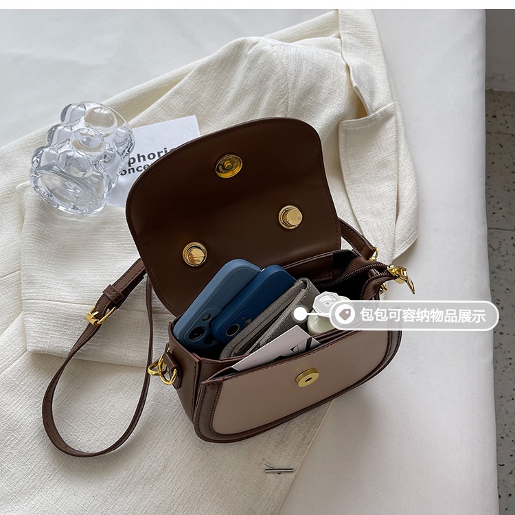 Túi Đeo Chéo Nhỏ Xinh Màu Sắc Tương Phản Phong Cách retro 2022 Cho Nữ