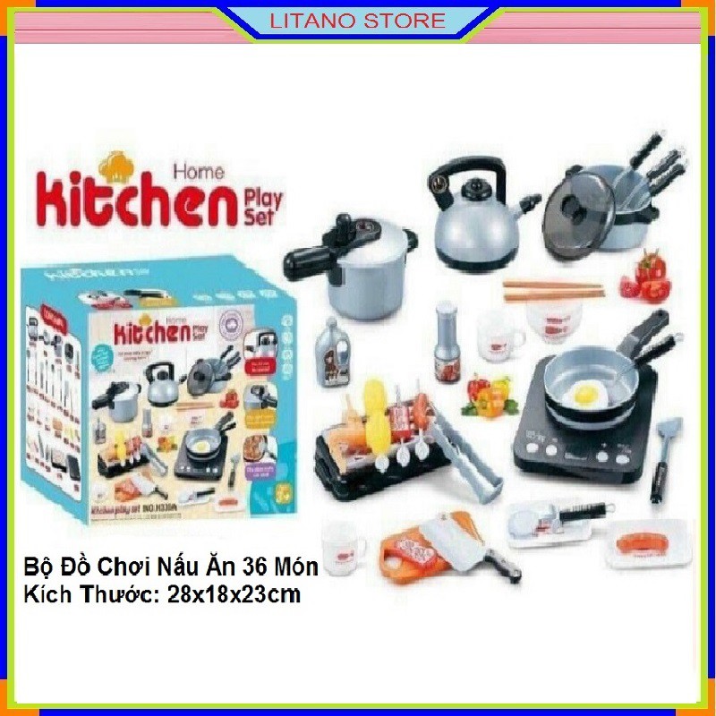 Bộ Đồ Chơi Nấu Ăn 36 Món Bằng Nhựa Cho Bé Y như Thật