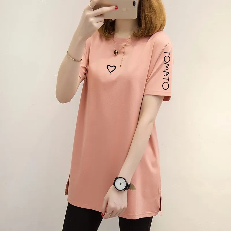 Áo Thun Tay Ngắn Dáng Dài Size Lớn M-5XL Cho Nữ