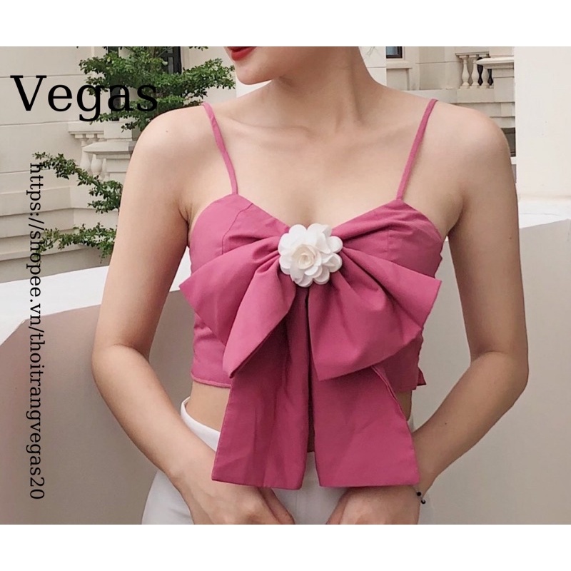 HÀNG THIẾT KẾ - Áo kiểu 2 dây sexy cute - Nơ to trước ngực - Chun lưng Bonie Top